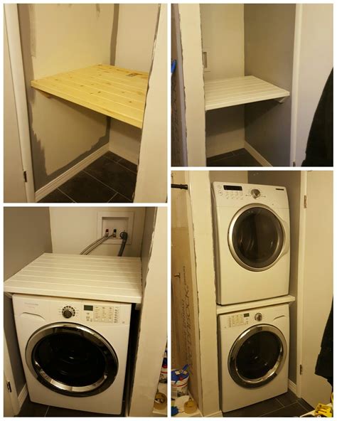 stacking  model washer  dryer built shelf  xs laundry room storage