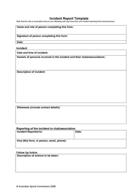 incident report template employee police generic template lab