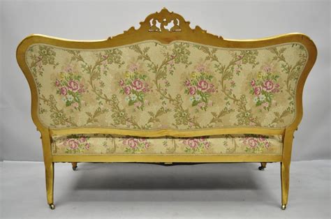 1920s French Louis Xv Style Gold Gilt Settee Loveseat