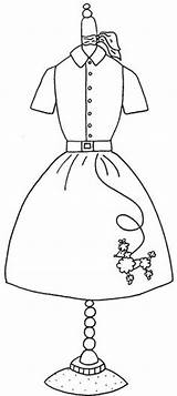 Poodle Coloring Skirt Dress Pages Sock Hop Pattern Embroidery Form Drawing Kids Google Dresses Patterns Designs 1950 Applique 1950s Vintage sketch template