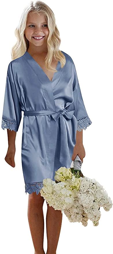 【flower girl robes】1 white bride robe xl 2 dusty blue