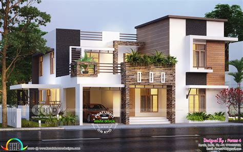 beautiful contemporary style residence  lakhs kerala home design  floor plans