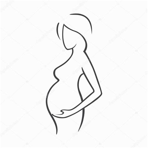 drawing linear beautiful pregnant girl gynecological medicine stock