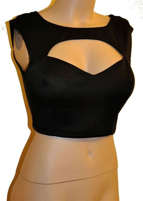 Nwt Sexy Black Bebe Scuba Crop Cropped Cut Out Party Club