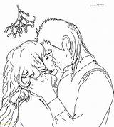 Coloring Pages Kiss Mistletoe Christmas Kissing Band Under Anime Printable Drawing Color Lips Print Template Getdrawings Getcolorings Romantic Line Sketch sketch template