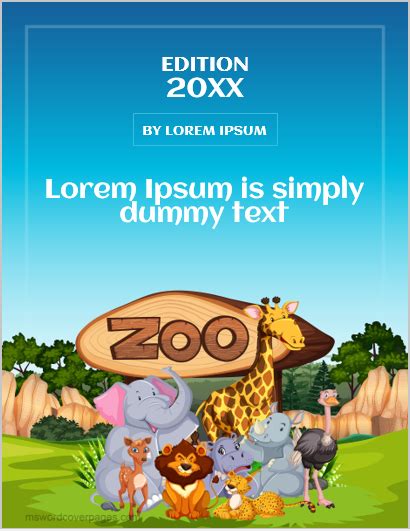 zoo storybook cover pages ms word cover page templates