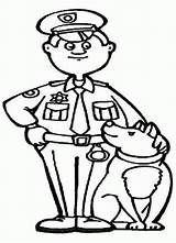 Coloring Pages Policeman Police Officer K9 Popular Dog sketch template