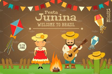 festa junina brazil festival decorative illustrations creative market