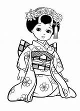 Coloring Japanese Pages Geisha Cute Girl Printable Colouring Netart Girls Adult Drawing Color Cartoon Asian Kimono Sheets Print Books Getdrawings sketch template