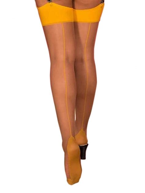 seamed stockings mustard glamour from vivien of holloway