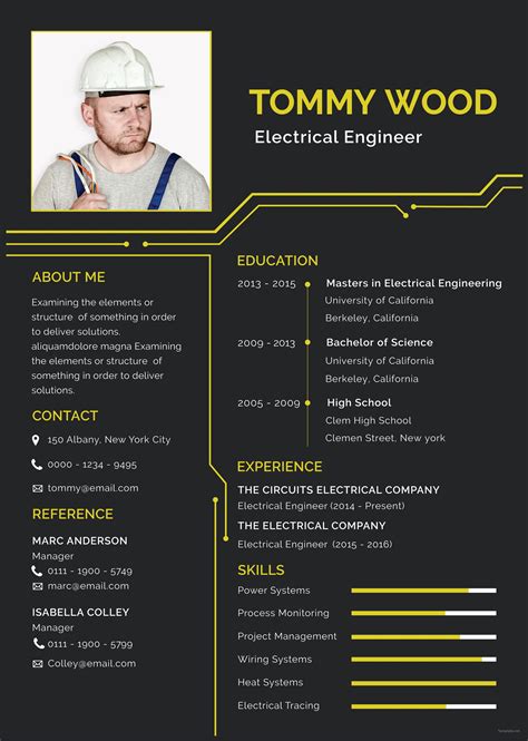 electrical engineer resume  cv template  adobe illustrator