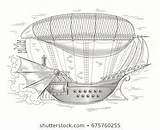 Steampunk Boat Etching sketch template