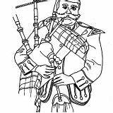 Coloring Bagpipes Instrument Playing Man Old sketch template