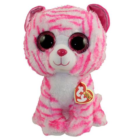 beanie boos medium plush asia  pink white tiger teddy bears