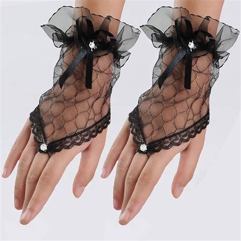 lace fingerless gloves burlesque clubwear party wear fancy black lace