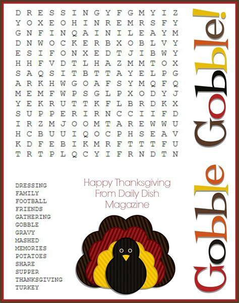 gobble gobble  thanksgiving word search  maze printables great