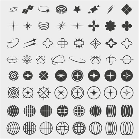 yk symbols retro star icons trendy acid rave  graphic elements