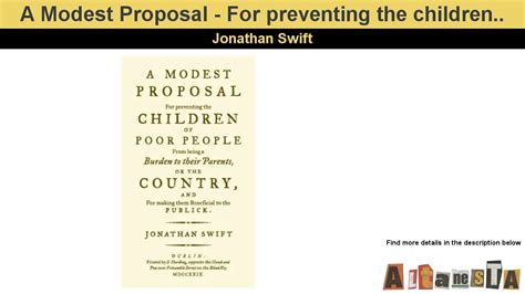 A Modest Proposal By Jonathan Swift Audio Book Youtube