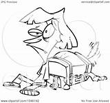 Exhausted Woman Packed Suitcase Her Toonaday Royalty Outline Illustration Cartoon Rf Clip Clipart 2021 sketch template
