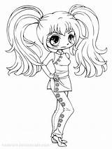 Chibi Coloring Pages Printable Girls Girl Color sketch template