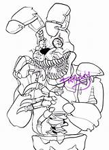 Bonnie Nightmare Coloring Fnaf Pages Nights Five Freddy Lineart Speedpaint Included Template sketch template