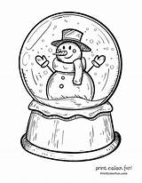 Globe Snow Drawing Snowman Coloring Christmas Pages Winter Globes Colouring Color Sheets Print Template Kids Printcolorfun Printable Card Drawings Theater sketch template