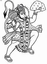 Hindu Lord Hanuman sketch template