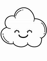 Cloud Coloring Pages Happy Printable Kids Kawaii Cute Lovely sketch template