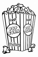 Popcorn Coloring Bucket Pages Template sketch template