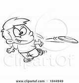 Frisbee Tossing Cartoon Boy Outline Illustration Royalty Toonaday Rf Clip Leishman Ron Leaping Catching Dog sketch template