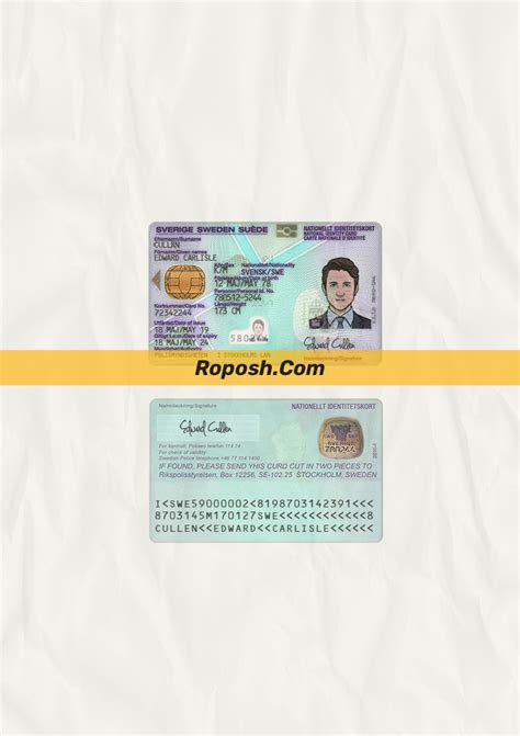 fake sweden id card psd template roposh