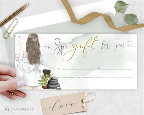 spa day gift voucher certificate template diy gift etsy uk