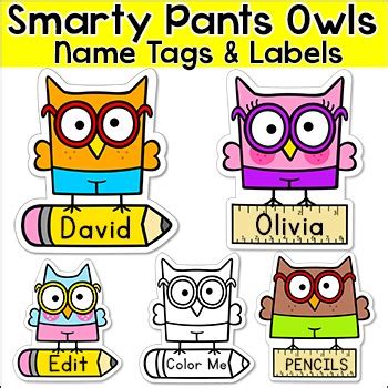 owl theme  tags  labels  pink cat studio tpt