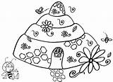 Coloring Beehive Flowers Pages Seven Fun Cute sketch template