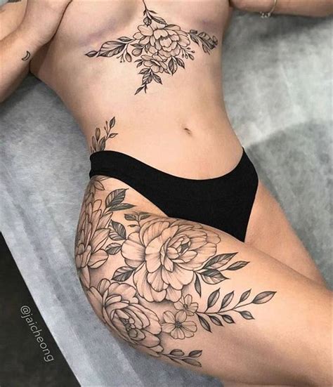 50 Gorgeous And Sexy Hip Thigh Floral Tattoo Designs You Will Love