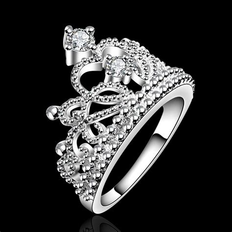 luxury  sterling silver crown rings  women girls fashion