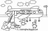 Peppa Pig Coloring Pages Airplane Kids Printable Colouring Sheets Halloween Family Easy sketch template