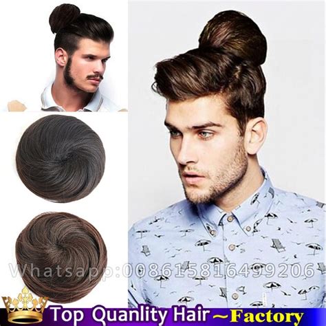 male chignon hair clip on man buns chignon hair accessories synthetic