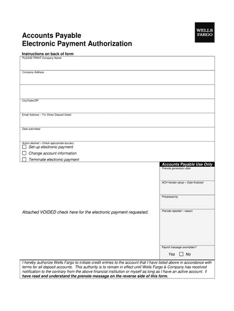 wells fargo ach form fill   sign printable  template