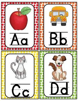 alphabet word wall cards abc chart  teaching superkids tpt