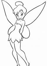 Coloring Disney Easy Tinkerbell Pages Drawing Color Kids Fairy Drawings Draw Bell Tinker Sketches Print Cartoon Printable Cool Simple Cute sketch template