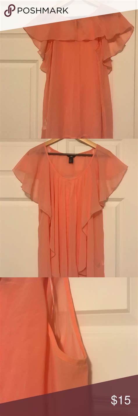 dress  shirt dress  shirt silky hm  size  elegant peach