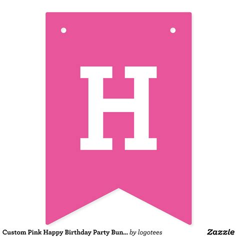 custom pink happy birthday party bunting banner zazzle happy