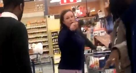 unhinged white woman in viral grocery store video blames black man for