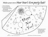 Year Hat Party Years Hats Eve Coloring Kids Pages Color Cut Worksheet Paper Worksheets Activities Printables Activity Holiday Choose Board sketch template
