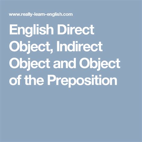 english direct object indirect object  object   preposition