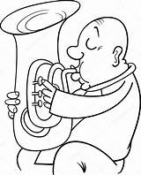 Coloring Musician Tuba Trumpeter Stock Illustration Depositphotos Izakowski Getdrawings Drawing 31kb 1024px sketch template