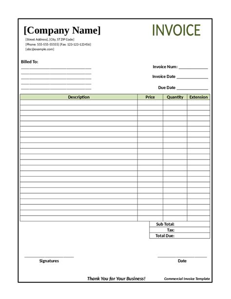 printable blank invoice template  printable templates