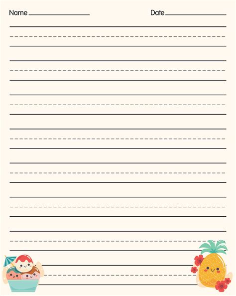 printable lined paper  letter writing   divided