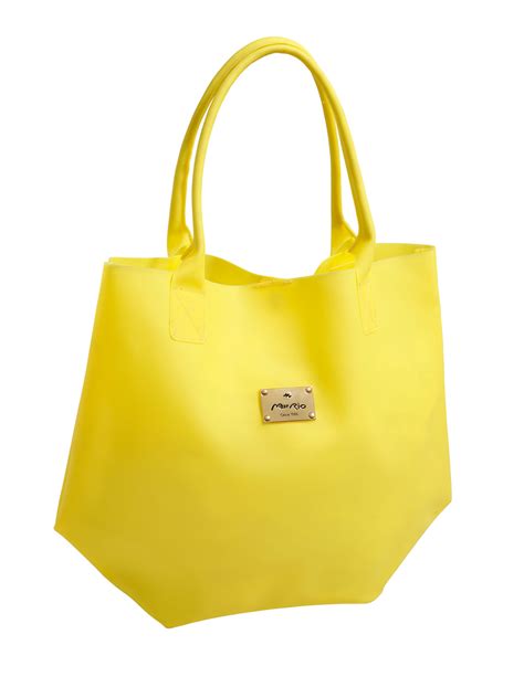 plain yellow tote bag   silicone type material easy yellow